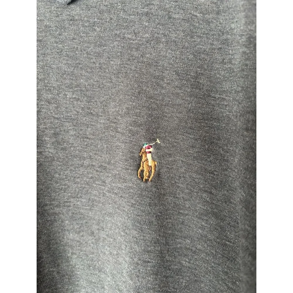 Polo Ralph Lauren Mens Size 2XB Gray Soft Touch Cotton Long Sleeve Polo‎ Shirt